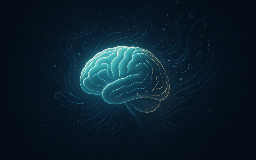 understanding the subconscious mind – modern brain illustration with ethereal streams symbolising thoughts and behaviour patterns