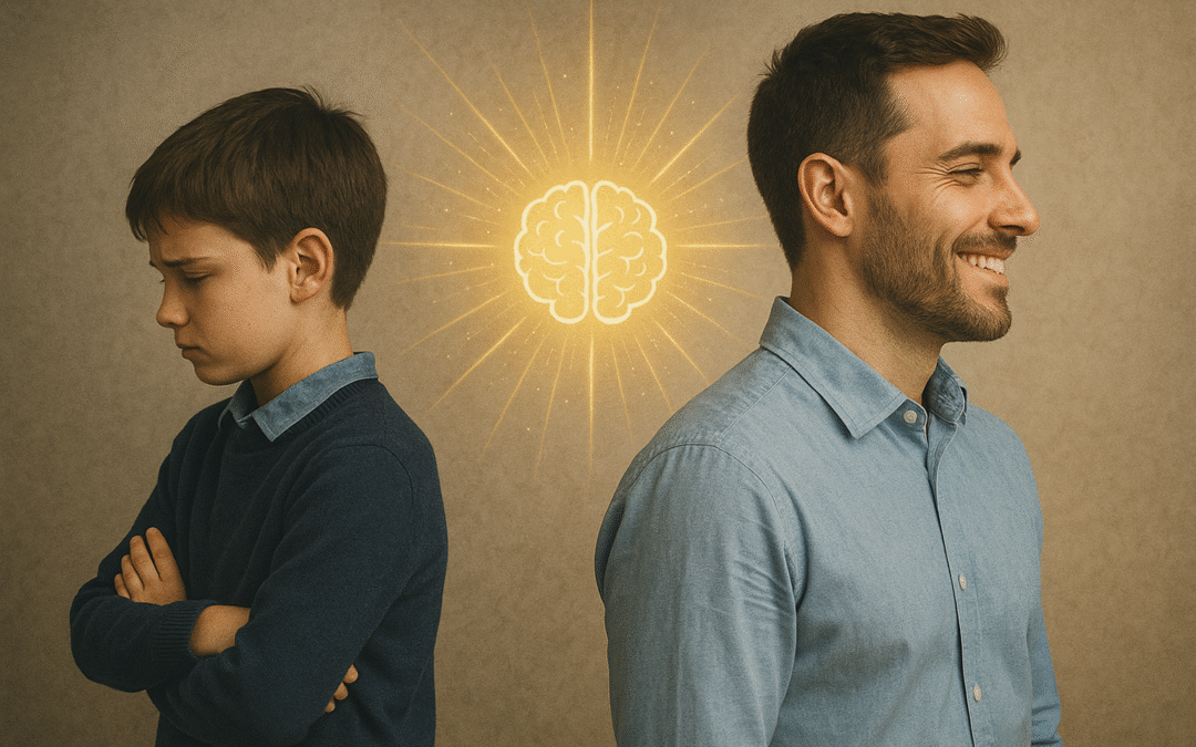 Man smiling with ease, symbolising confidence and relief after hypnoanalysis.