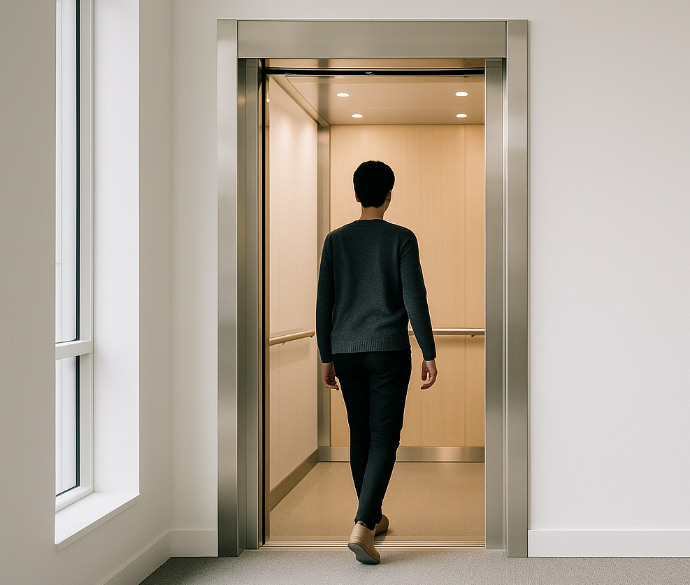 Phobia hypnotherapy in Gillingham, Medway, Kent – person calmly entering a lift