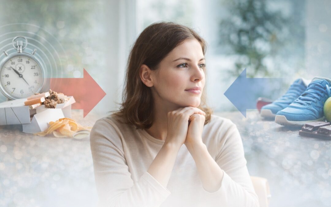 A calm, focused person reflecting on change, representing how hypnotherapy can help break unwanted habits and build healthier ones.